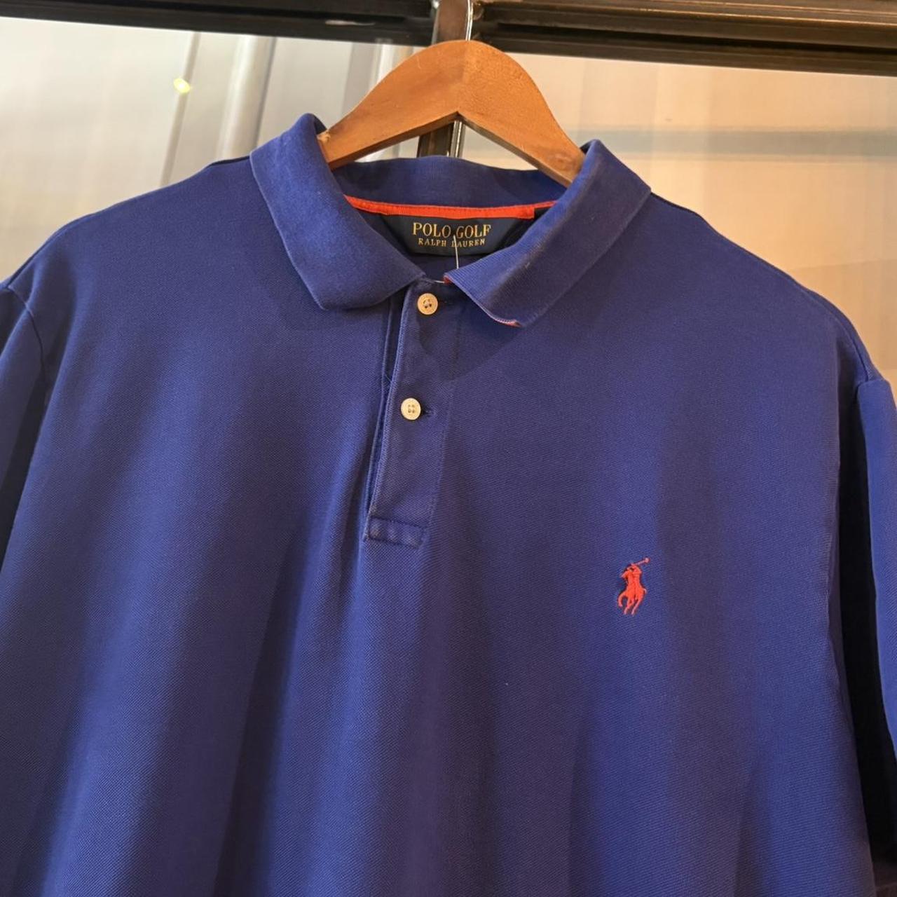 POL583F - Vintage Retro Ralph Lauren Blue Polo Shirt Short Sleeve collared button up top  #Y2K #preppy #chiefkeef #oldmoney #ralphlauren
