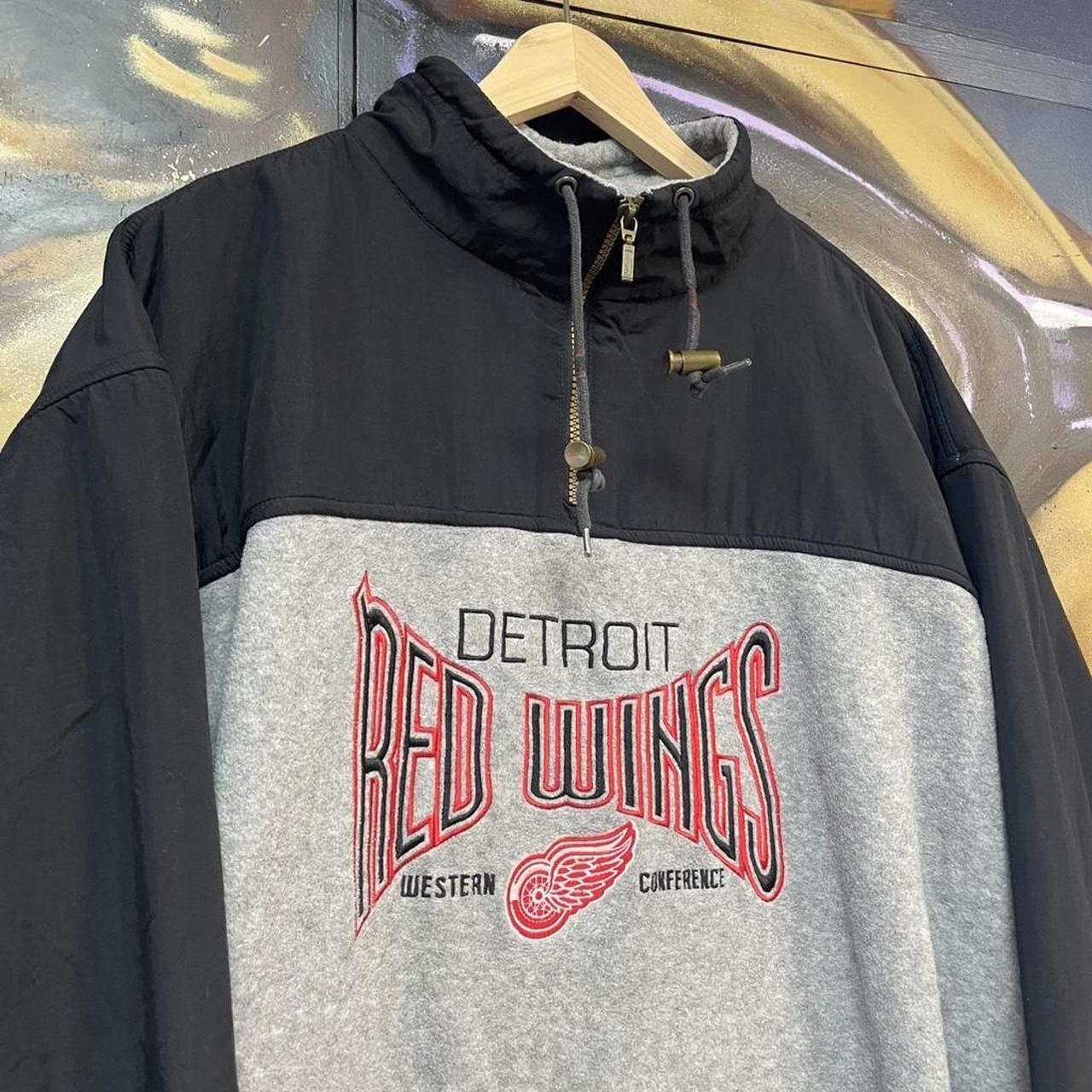 90s NHL Detroit Red Wings Two Tone 1/4 Quarter Zip Fleece Sweatshirt
