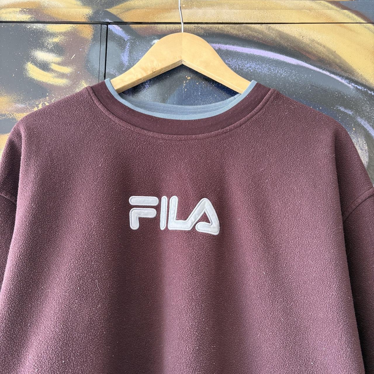 Vintage Fila Sweatshirt Mens XL Maroon Fleece Pullover Jumper Top 90s Y2K 00s