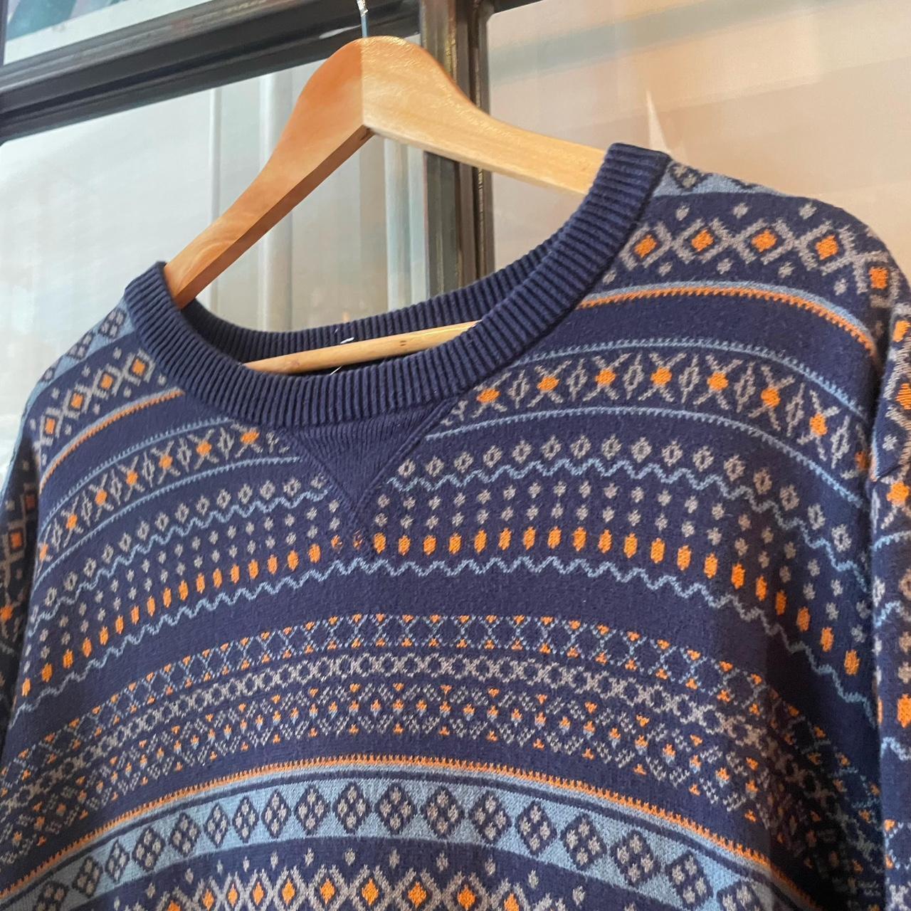 0225H47BR - Vintage Retro Essential Navy Mossimo patterned argyle golf grandpa cosby sweatshirt crewneck knit Jumper #mossimo  #knitjumper #90s #grandad #knitted