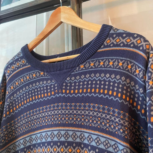 0225H47BR - Vintage Retro Essential Navy Mossimo patterned argyle golf grandpa cosby sweatshirt crewneck knit Jumper #mossimo  #knitjumper #90s #grandad #knitted