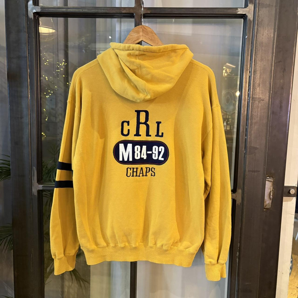 SWT619F - Vintage Retro Essential Yellow Ralph Lauren Chaps Sweatshirt Hoodie with embroidered back logo #preppy #sportswear #essential #chaps #y2k