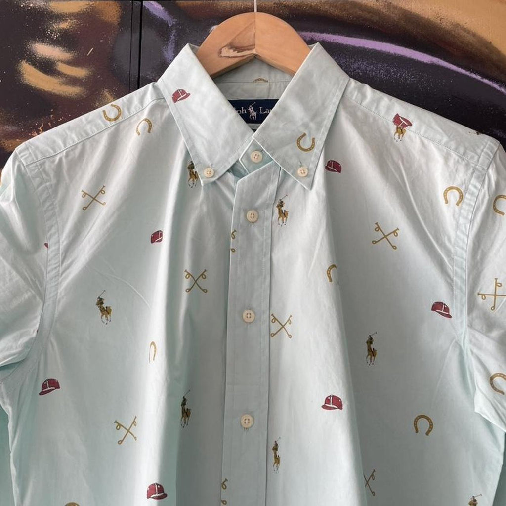 Ralph Lauren Baby Blue Monogram Button Up Shirt