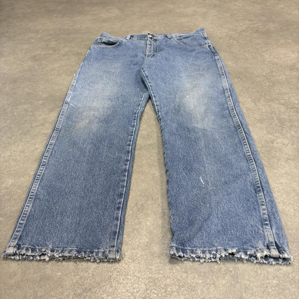 Vintage Blue Wash Wrangler Jeans Mens 34” Straight Leg Denim Trousers Skate Western Vintage Y2K 90s