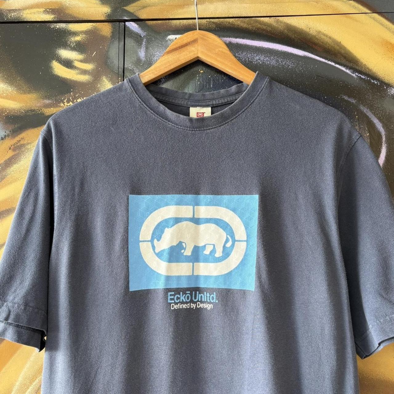 Vintage Ecko Unlimited T Shirt Tee Mens Large Blue Spellout Logo Graphic Skate Top Hip Hop 90s Y2K