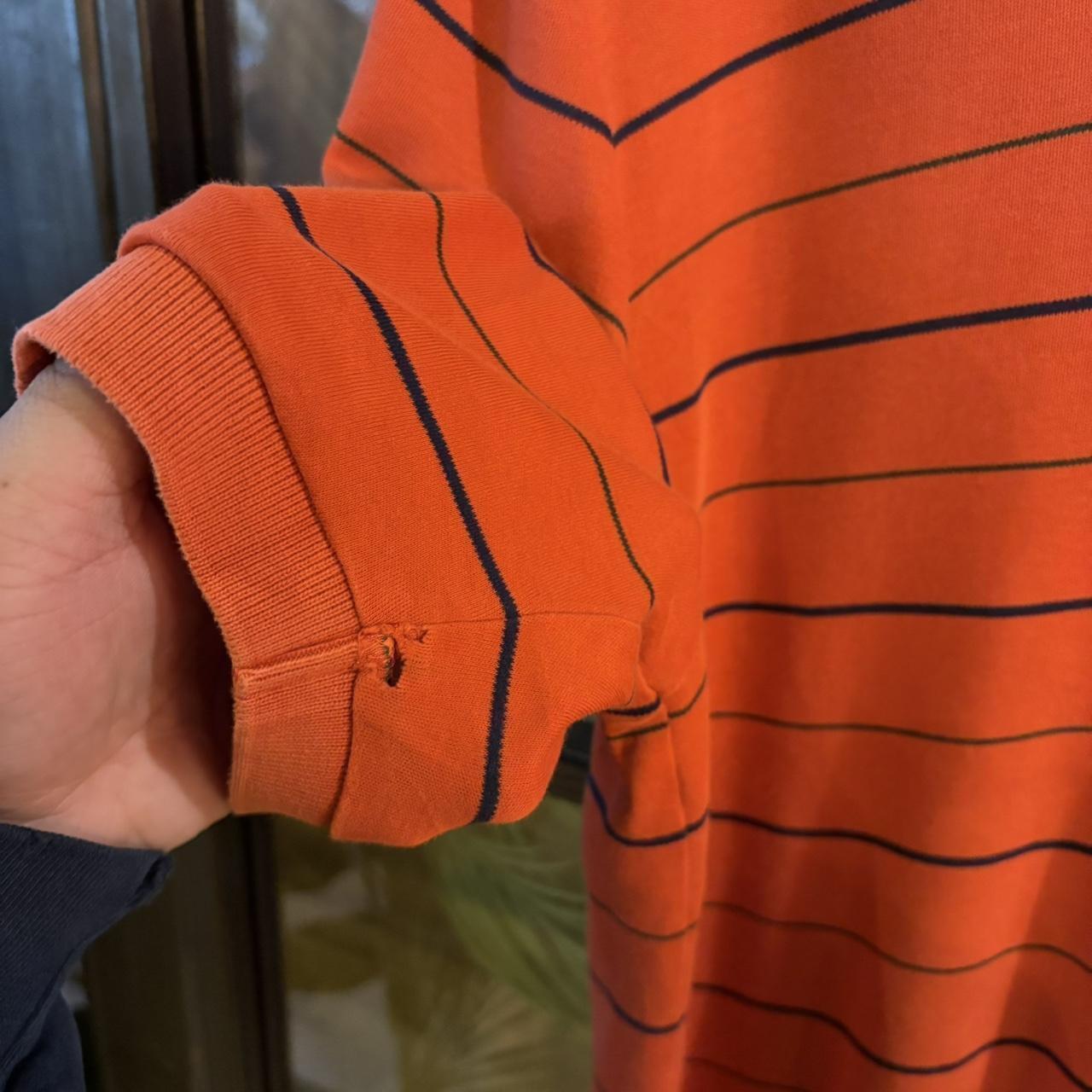 POL303-F - Vintage Ralph Lauren Striped Orange Navy Polo Shirt Short Sleeve collared button up top #Y2K #preppy #chiefkeef #golf #oldmoney