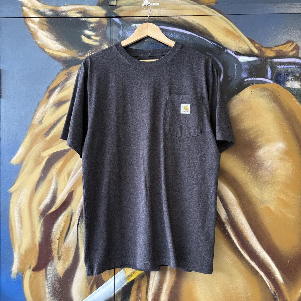 Vintage Carhartt T shirt Mens Medium Charcoal Grey Loose Fit K87 Workwear Durable Skate Tee Top 90s Y2K 00s