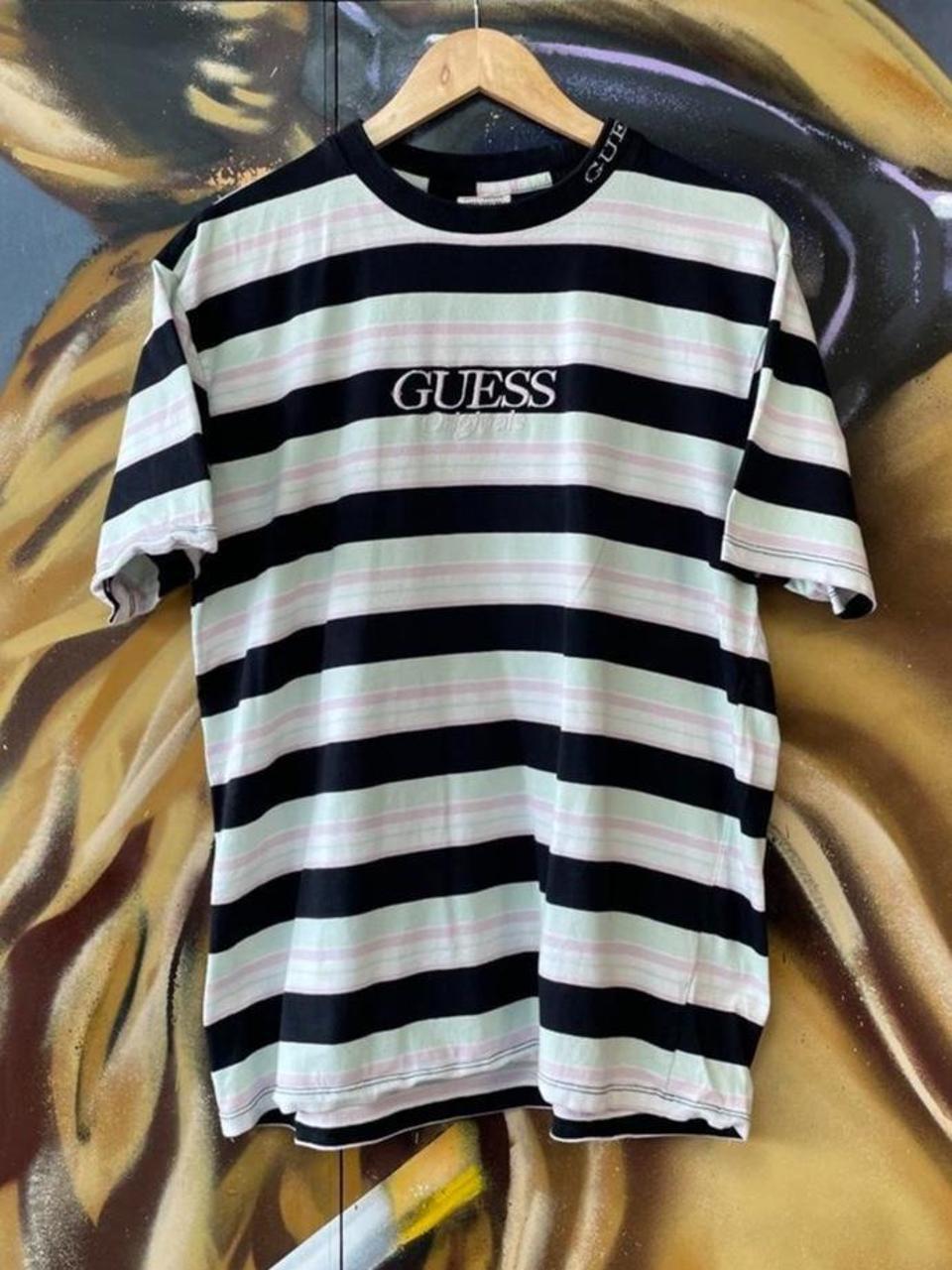 Guess Centre Logo Striped Tee