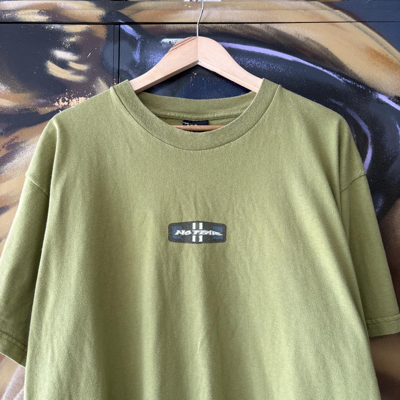 Vintage No Fear T shirt Mens XL Olive Green Box Logo Bogo Graphic Print Skate Surf Tee Top 90s Y2K 00s