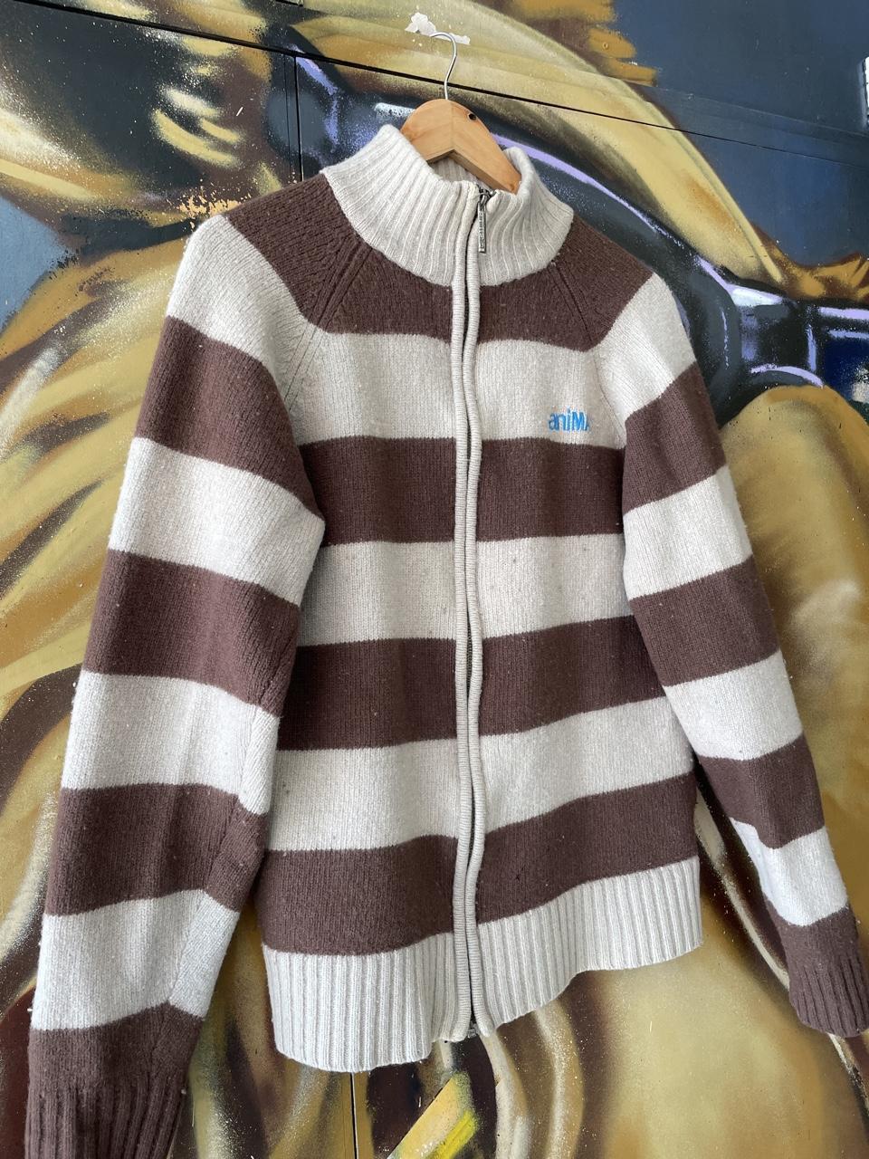 Y2K Animal Full Zip Striped Fleece