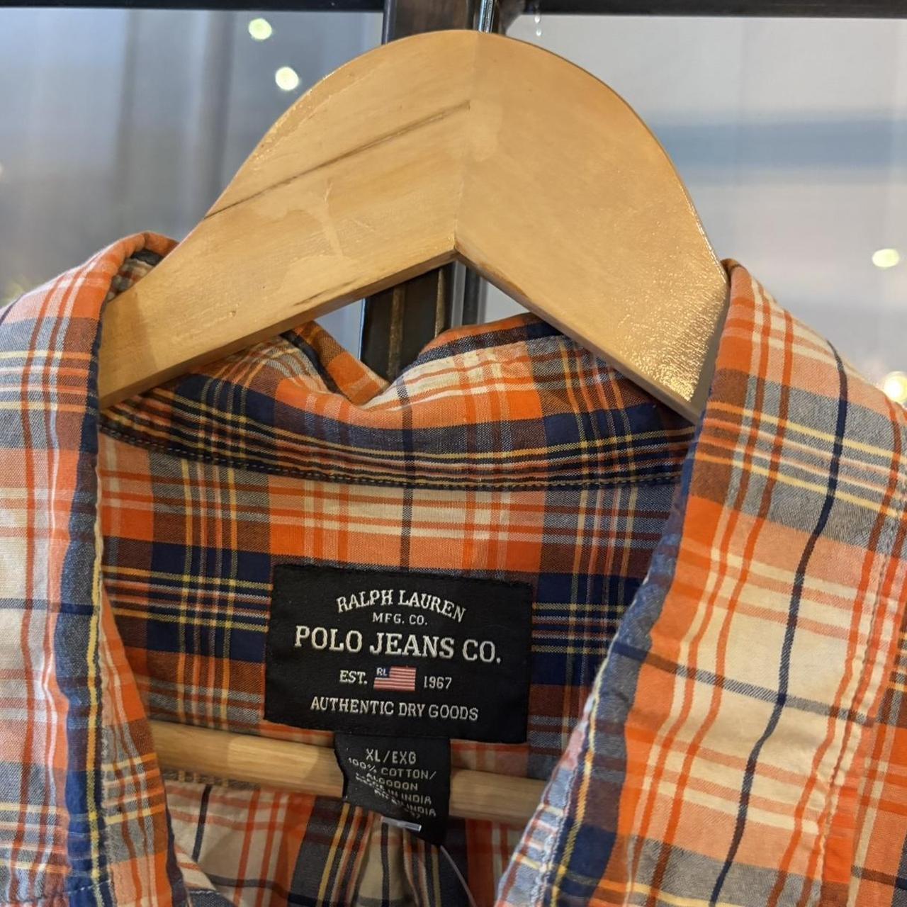 BR1209BG-F - Vintage Ralph Lauren Orange Check Longsleeve collared button up polo shirt top #Y2K #preppy #chiefkeef #smartcasual #oldmoney