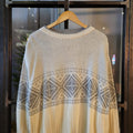 KNT1025 - Vintage Retro Essential mens multicoloured Cream light grey patterned argyle golf grandpa knitted cosby sweatshirt jumper crewneck 90s y2k