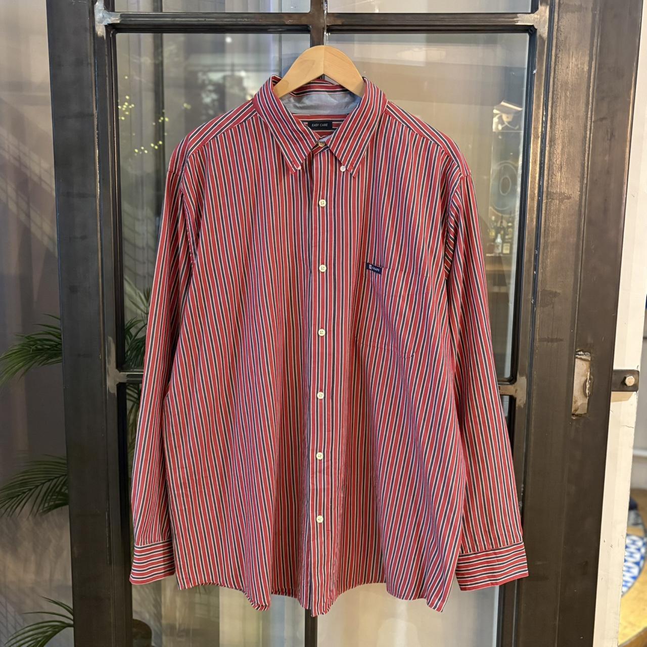 RLS206F - Vintage Ralph Lauren Chaps Red Striped Longsleeve collared button up polo shirt top #Y2K #preppy #chiefkeef #smartcasual #oldmoney