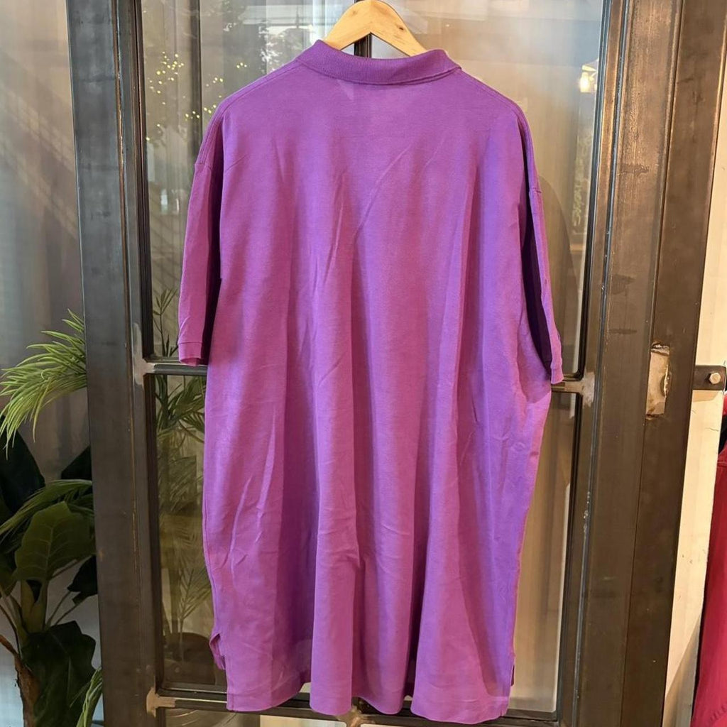 POL398-F - Vintage Retro Ralph Lauren Purple Plain Polo Shirt Short Sleeve collared button up top  #Y2K #preppy #chiefkeef #oldmoney #ralphlauren