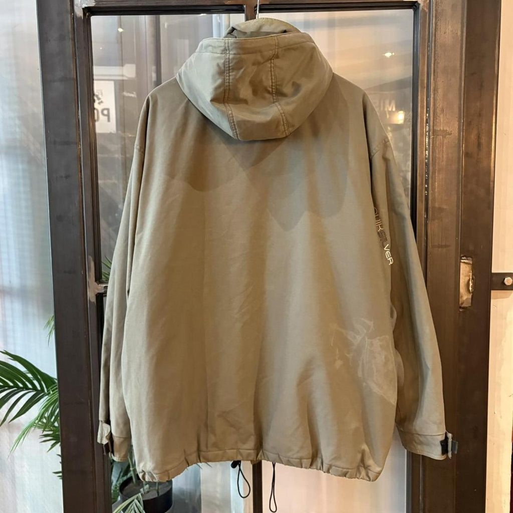 Vintage QuikSilver Jacket Mens Large Olive Green Hooded Adjustable Outdoors Surf Ski Coat 90s Y2K