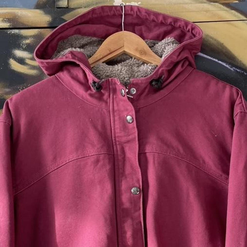 Carhartt Hooded Active Jacket Workwear Vintage Retro Sherpa Lined