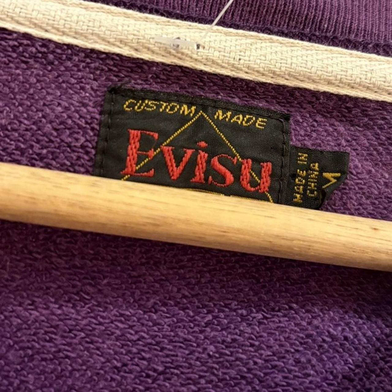 SWT107-P - Vintage Retro Essential Purple Evisu Crewneck Jumper Sweatshirt with spell out print logo #sweat #japanese #essential #y2k #evisu