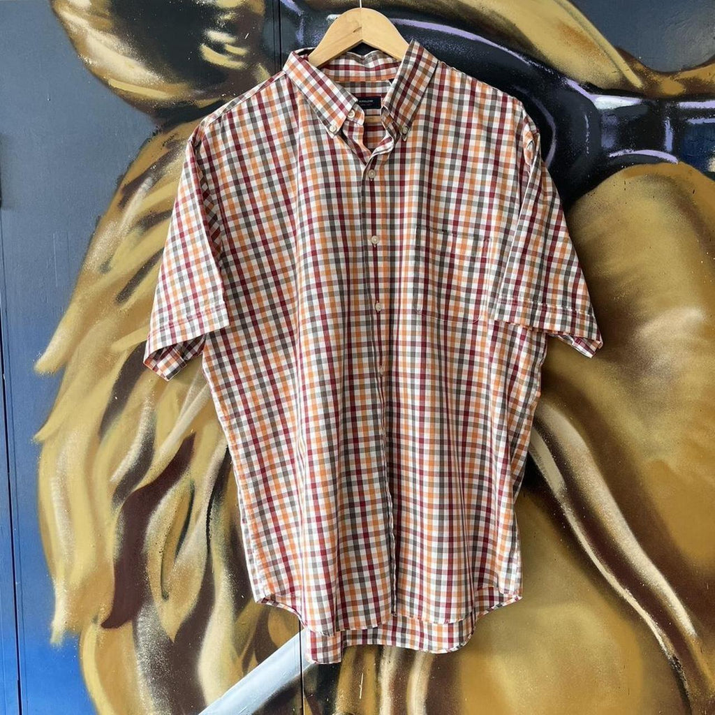 Checkered Short Sleeve Button Up Shirt