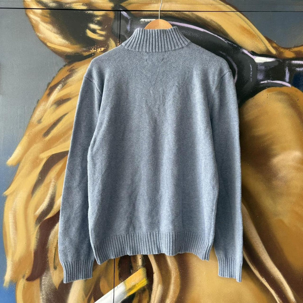 Vintage Ralph Lauren 1/4 Zip Fleece Mens Medium Light Blue Quarter Zip Up Preppy Pony Logo Sweatshirt Jumper Top Y2K 90s