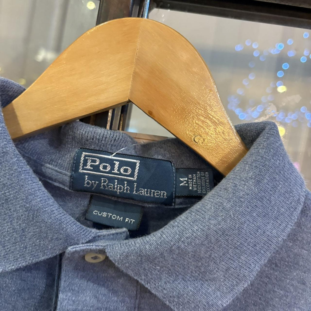 Vintage Retro Ralph Lauren Plain Blue Polo Shirt Short Sleeve collared button up top  #Y2K #preppy #chiefkeef #oldmoney #ralphlauren
