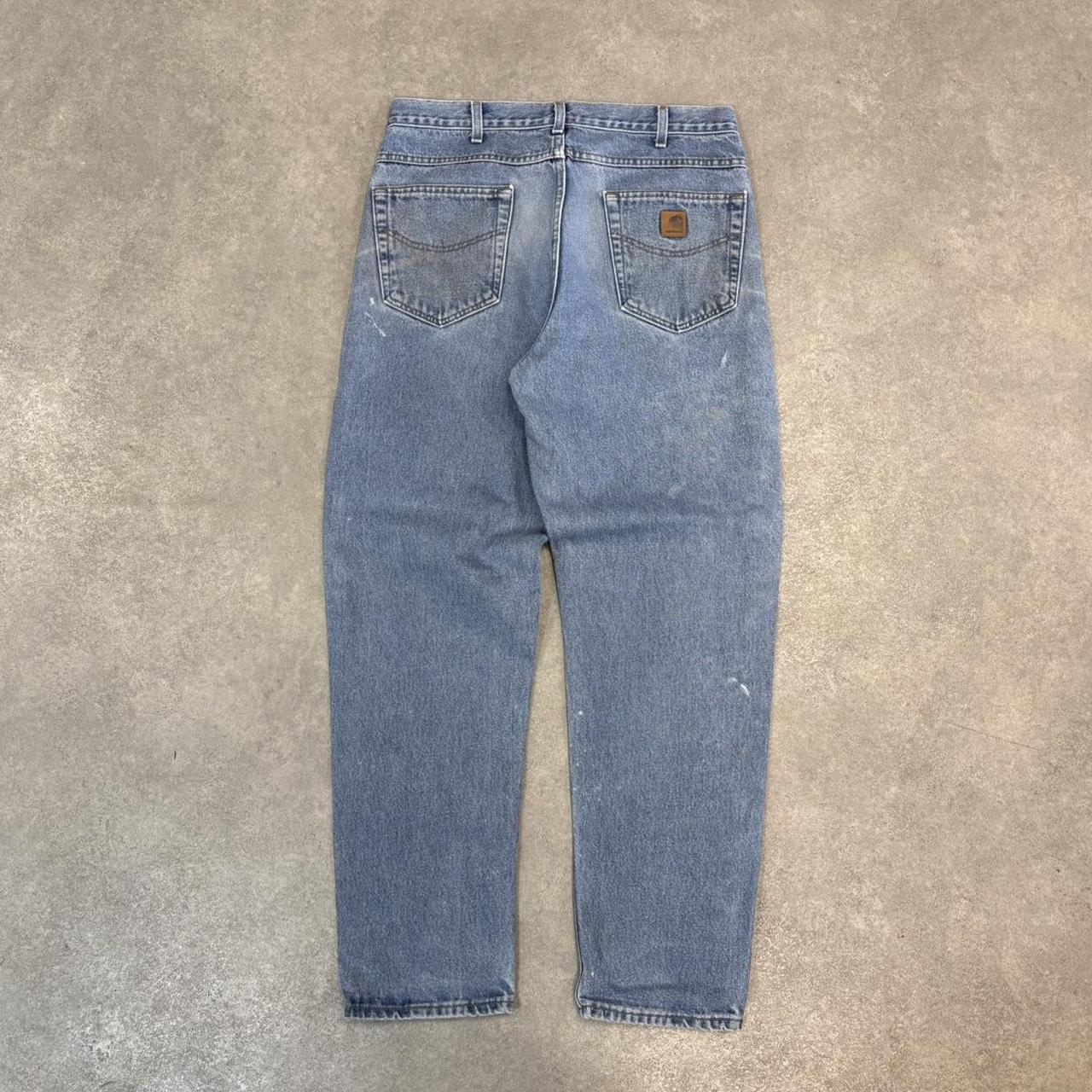 Vintage Light Blue Wash Carhartt Jeans Mens 36” Relaxed Denim Trousers Skate Western Vintage Y2K 90s