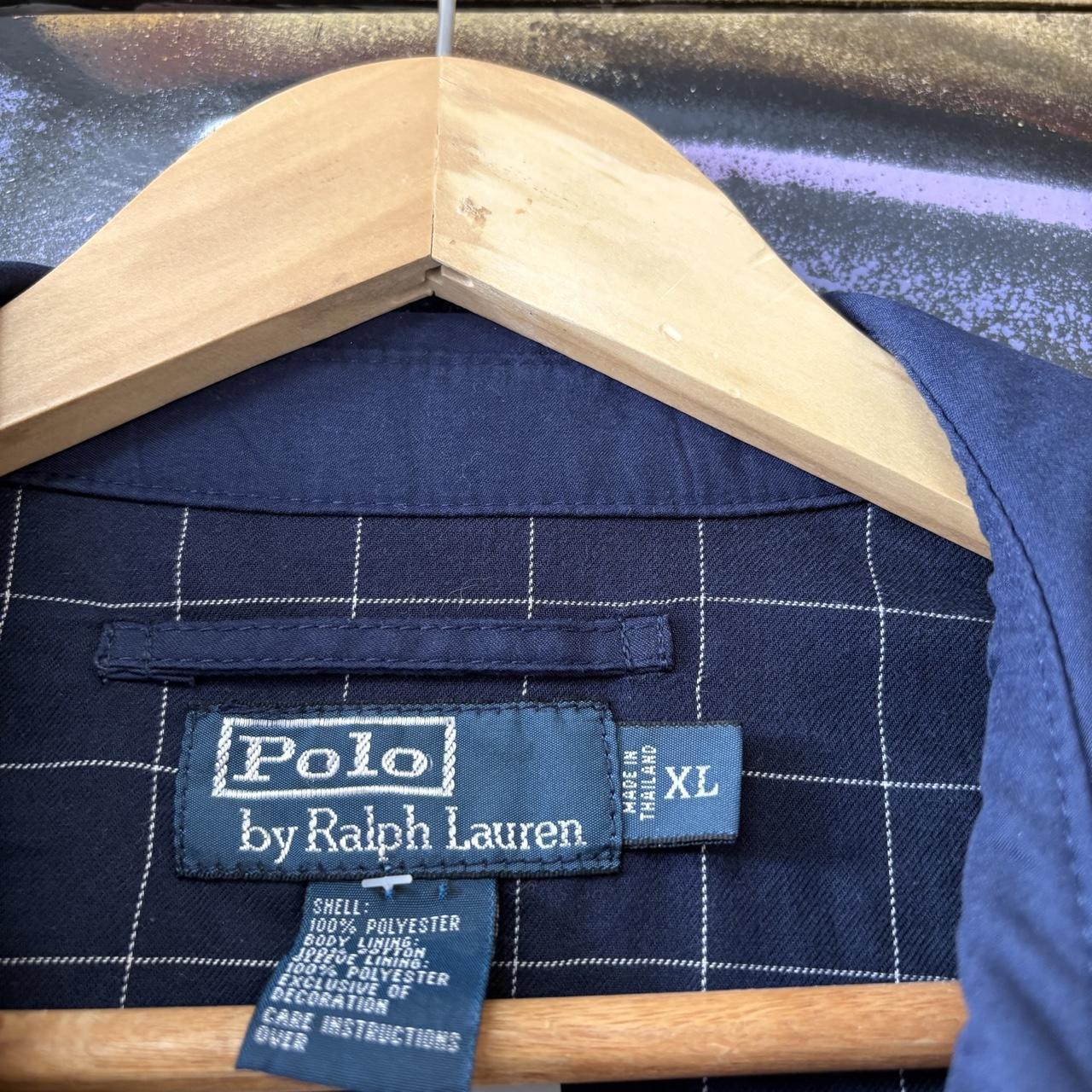 Vintage Ralph Lauren Jacket Mens XL Navy Harrington Full Zip Preppy Pony Logo Collared Top Y2K 90s