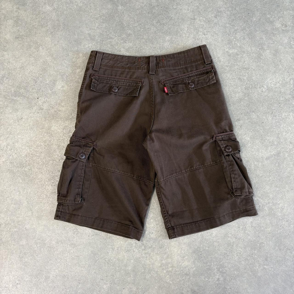 Vintage Levi’s Jorts Mens 30” Brown Cargo Shorts Multi Pockets Baggy Wide Leg Skate Surf Hip Hop 00s Y2K