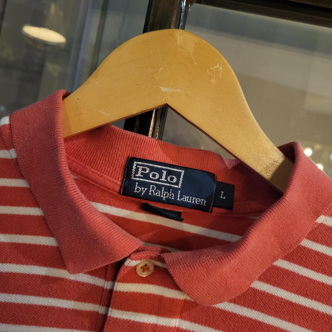 POL148 - Vintage Ralph Lauren Pink Striped Polo Short Sleeve collared button up top #Y2K #preppy #chiefkeef #golf two tone