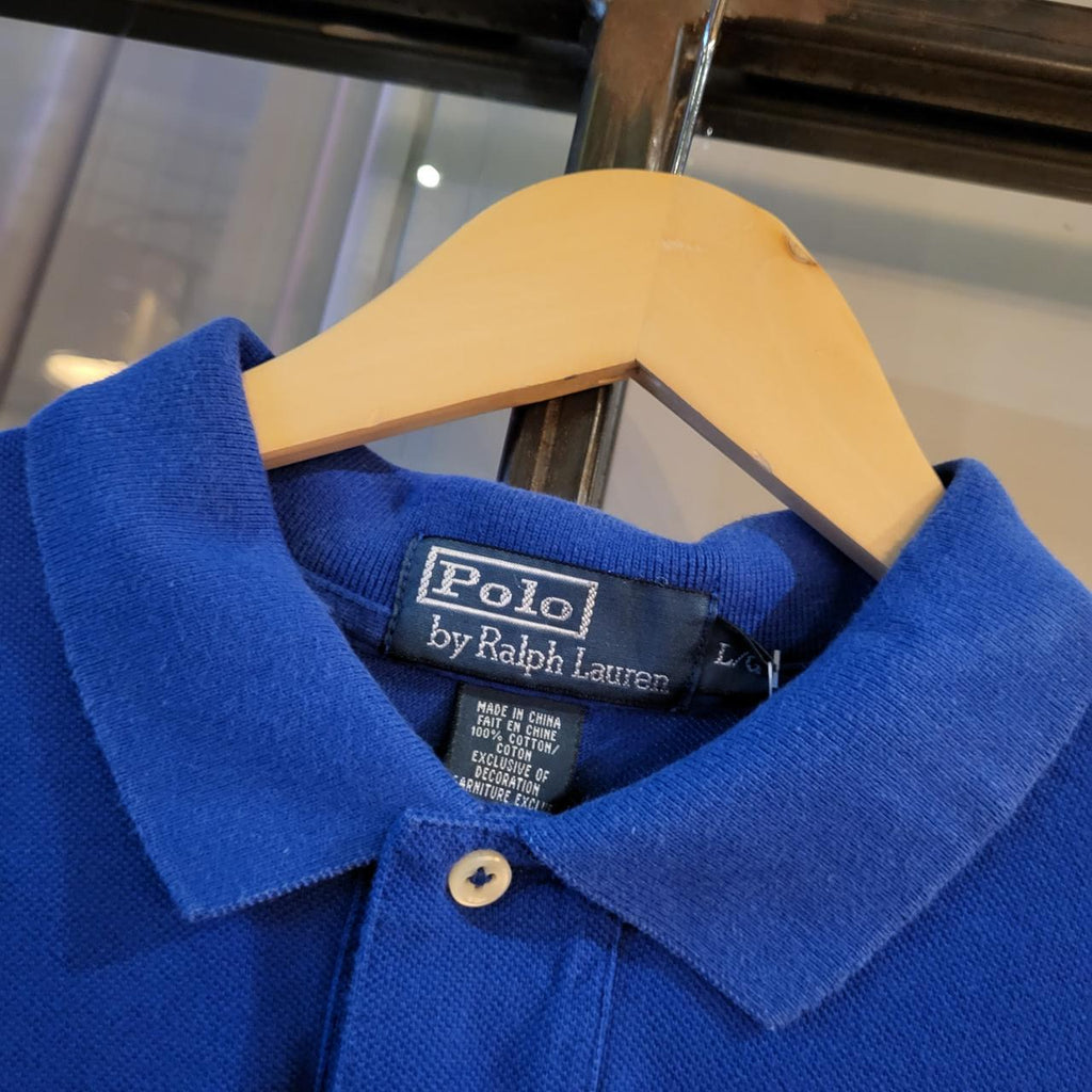 POL094 - Vintage Ralph Lauren Blue Polo Shirt Short Sleeve collared button up top #Y2K #preppy #chiefkeef