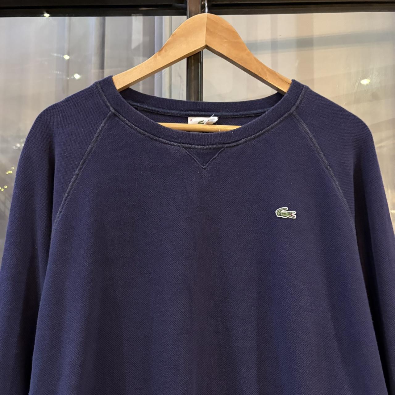 Vintage Retro Essential Navy Lacoste Raglan Jumper Sweatshirt with embroidered crocodile patch logo #90s #sportswear #raglan #y2k #lacoste