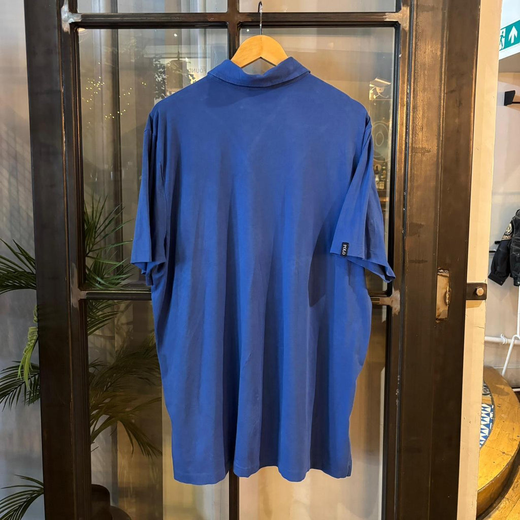 POL492F - Vintage Retro Ralph Lauren Blue Polo Shirt Short Sleeve collared button up top  #Y2K #preppy #chiefkeef #oldmoney #ralphlauren