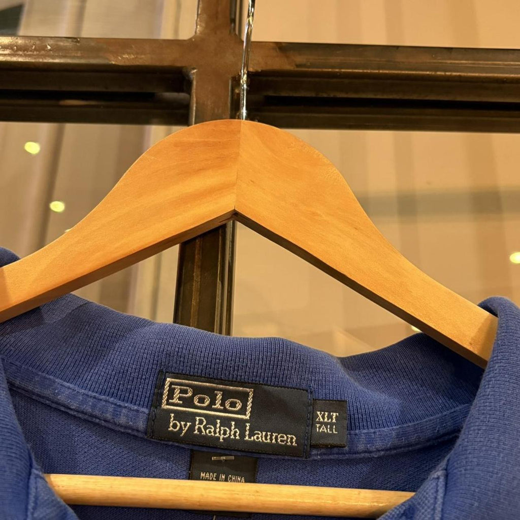 BR1912BB-F - Vintage Retro Ralph Lauren Plain Blue Polo Shirt Short Sleeve collared button up top  #Y2K #preppy #chiefkeef #oldmoney #ralphlauren