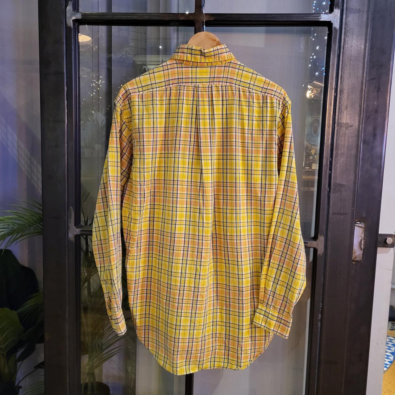 RLS020-P - Vintage Ralph Lauren Yellow Checkered Button Up Shirt Longsleeve collared top #Y2K #preppy #smartcasual #golf #oldmoney
