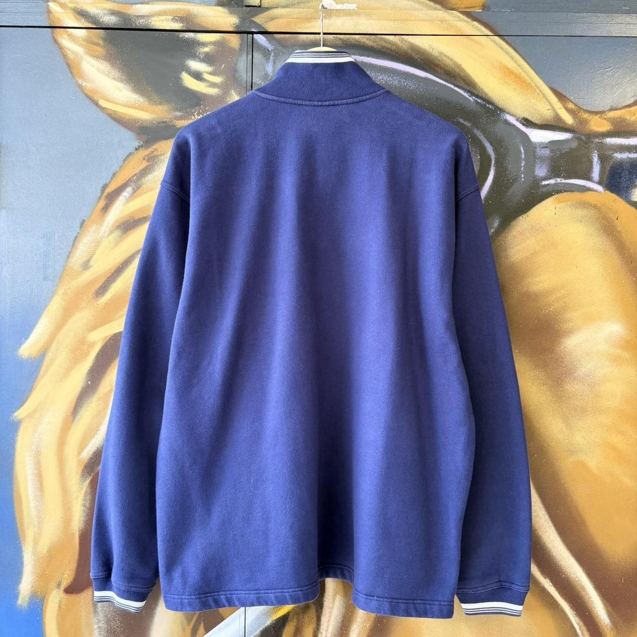MES1102FO-P - Vintage Retro Essential Blue Adidas 1/4 Zip Fleece Jumper Sweatshirt with embroidered logo #90s #sportswear #essential #y2k #adidas