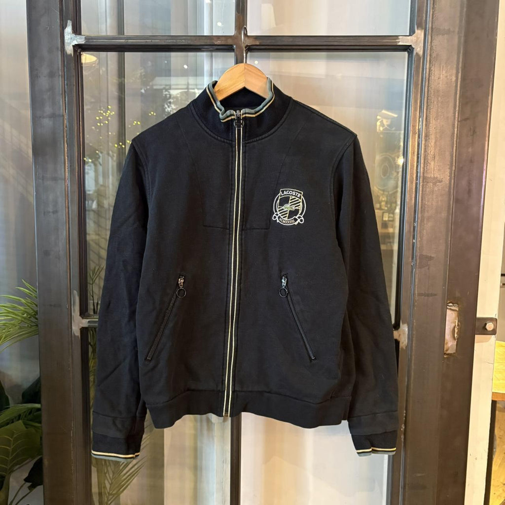 SWT577F - Vintage retro essential Black Lacoste full zip up Track outdoor fleece jacket #sportswear #y2k #preppy #lacoste #oldmoney