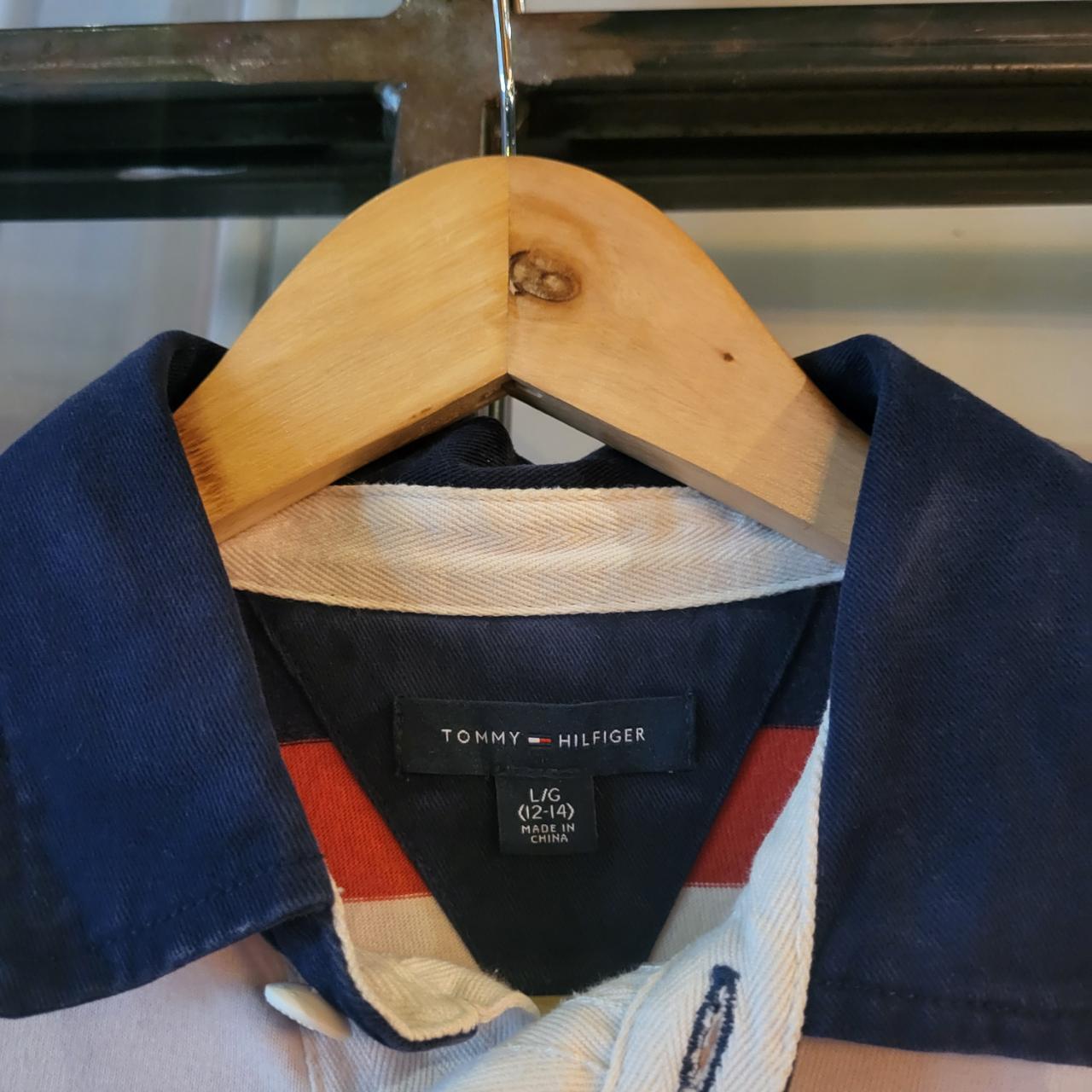 RTJ006 - Vintage retro essential mens Tommy Hilfiger longsleeve polo Rugby Jersey Collared sweatshirt jumper striped old money preppy with small embroidered horse chest logo smart casual 90s y2k style