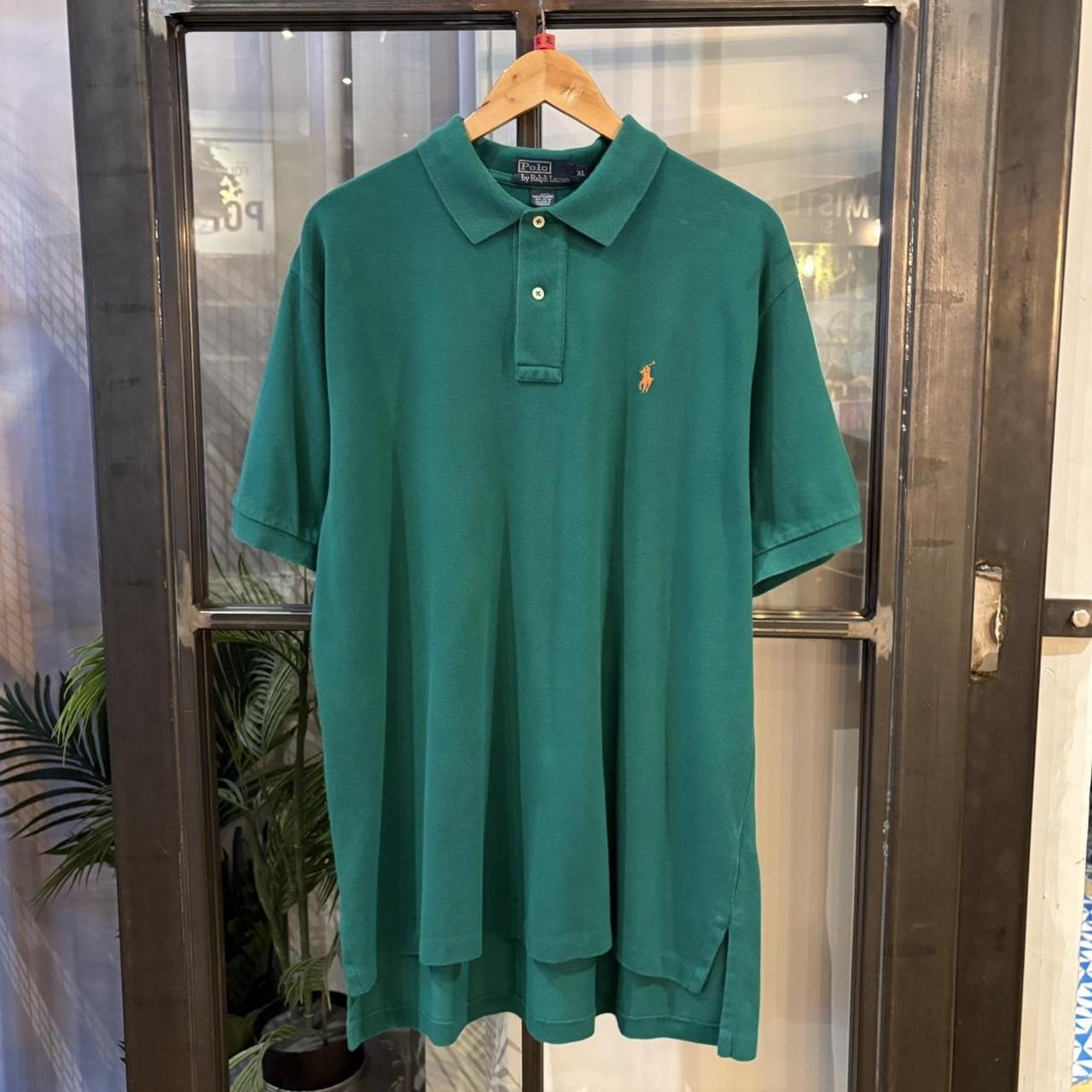 BR1912BK-F - Vintage Retro Ralph Lauren Plain Green Polo Shirt Short Sleeve collared button up top  #Y2K #preppy #chiefkeef #oldmoney #ralphlauren