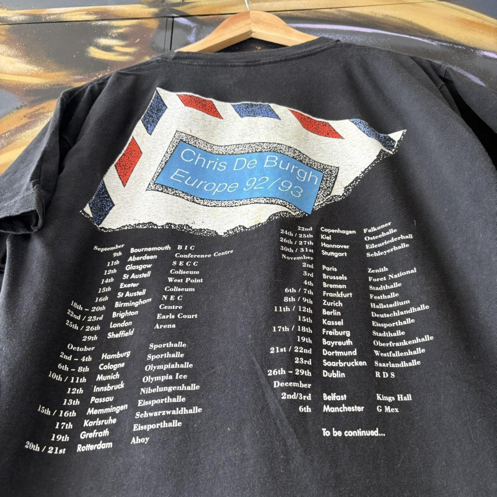 Vintage Chris De Burgh T Shirt Tee Mens Medium Black 1992/93 Tour Band Graphic Single Stitch Top 90s