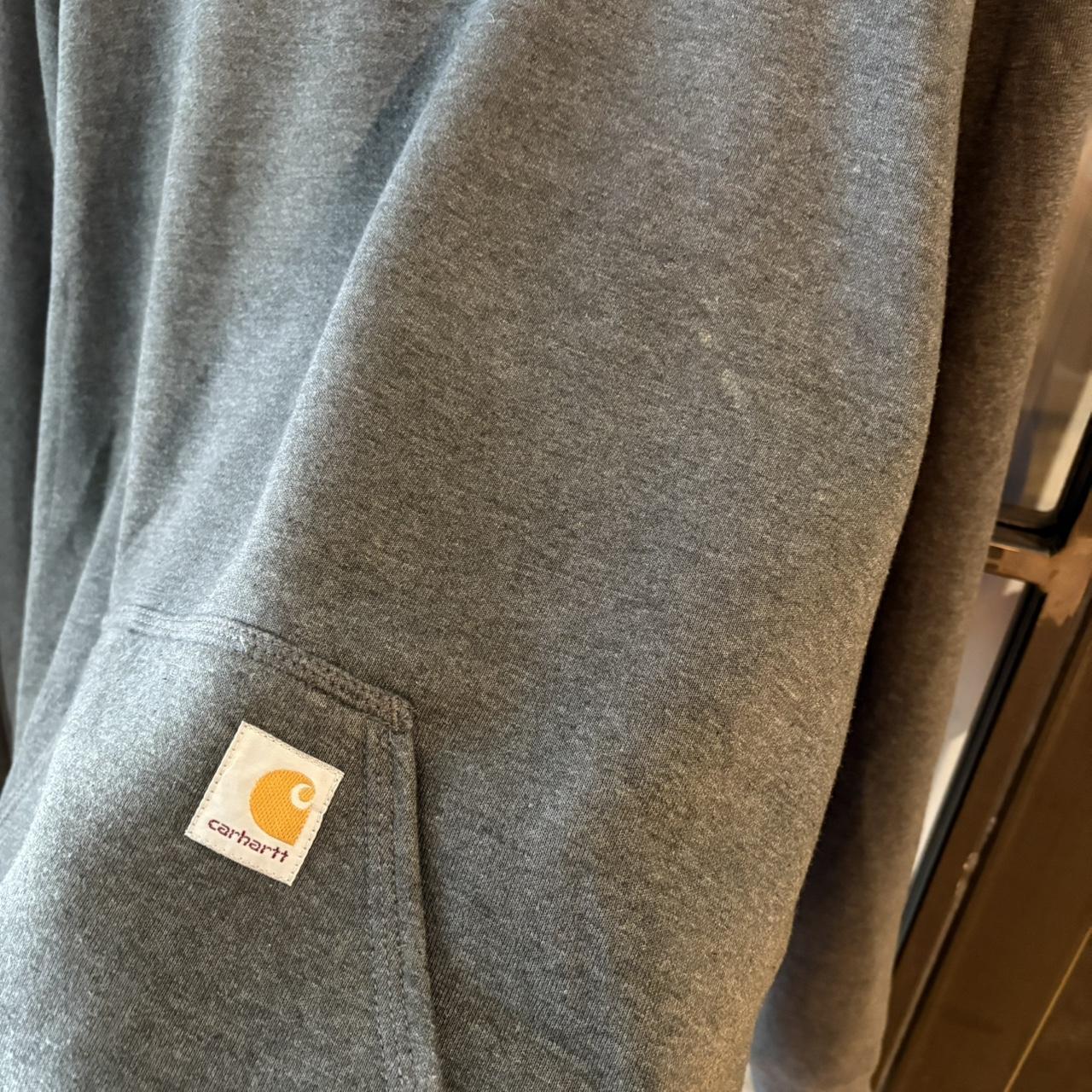 1224A12 - Vintage Retro Essential Carhartt Dark Grey Sweatshirt Hoodie with big spellout embroidered logo #90s #skater #oversized #carhartt #workwear