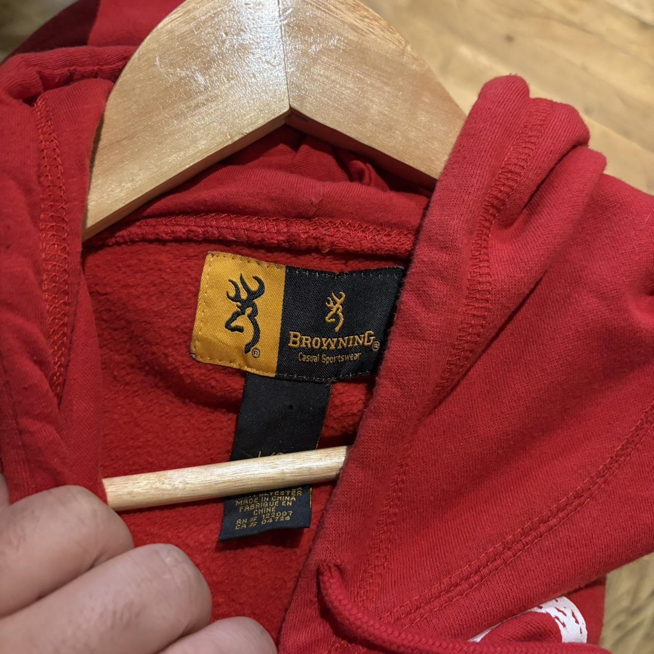 Vintage Retro Essential Red Browning Sweatshirt Hoodie with big spellout print logo #90s #sportswear #essential #browning #y2k