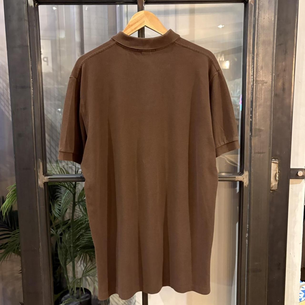 BR1912AEB-F - Vintage Retro Ralph Lauren Plain Brown Polo Shirt Short Sleeve collared button up top  #Y2K #preppy #chiefkeef #oldmoney #ralphlauren