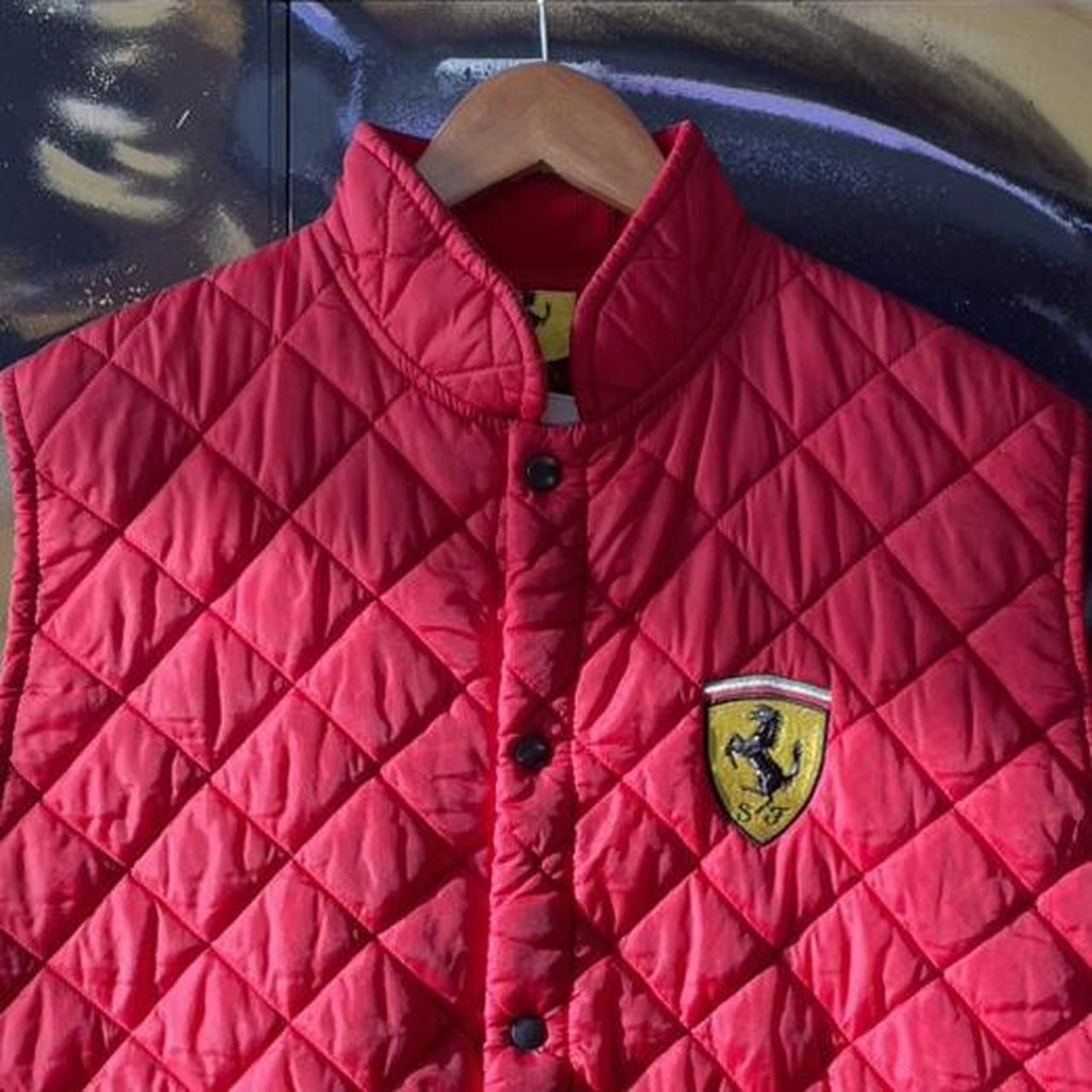 Y2K Ferrari Diamond Quilted Button Up Gilet Vest