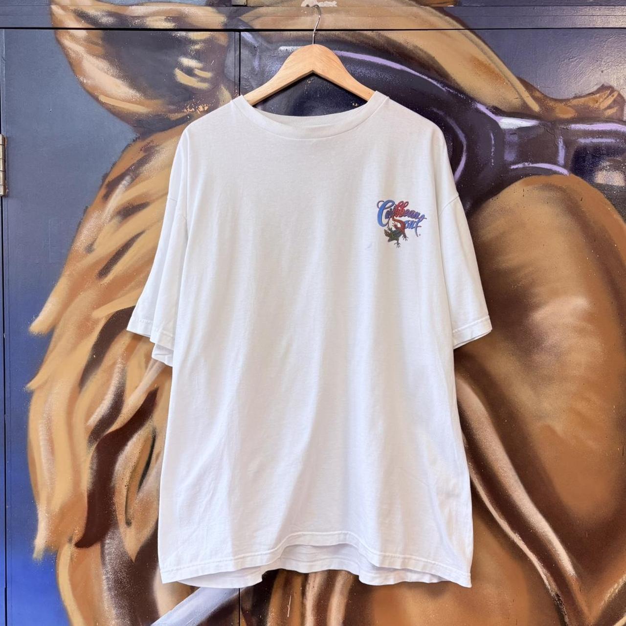 Vintage Beach Graphic T Shirt Mens XXL White Holiday Tourist Promo Print Surf Y2K 90s Tee
