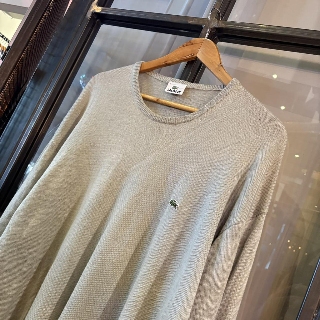 SWT586F1 - Vintage Retro Essential Mint Lacoste plain golf grandpa wool sweatshirt crewneck knit Jumper #oldmoney #knitjumper #smartcasual #preppy #lacoste