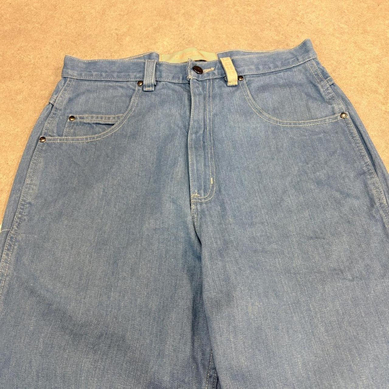 MES2710KA-U - Vintage retro essential  Jordan TWO3 Blue Wash Denim Jeans Trousers pants with embroidered detailing #denim #jordan #straightleg #jeans