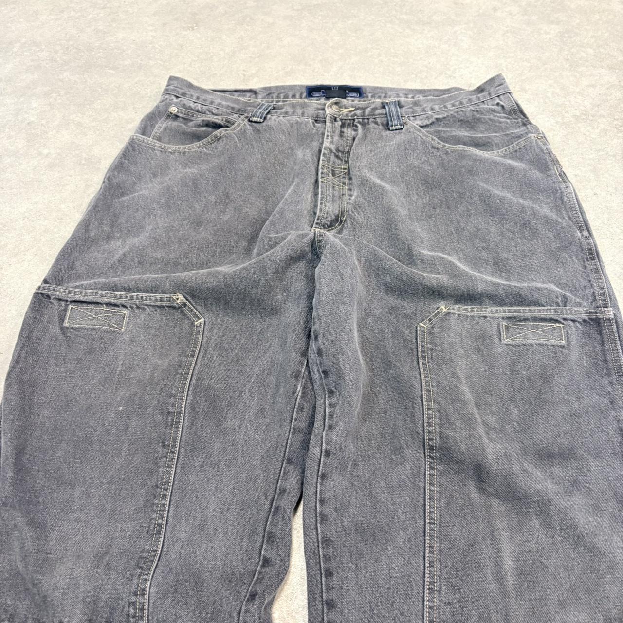 BR1912ZC-U - Vintage retro essential  Damani Dada y2k Baggy carpenter Black Wash Denim Jeans Trousers pants with embroidered labels and detailing #denim ##hiphop #y2k