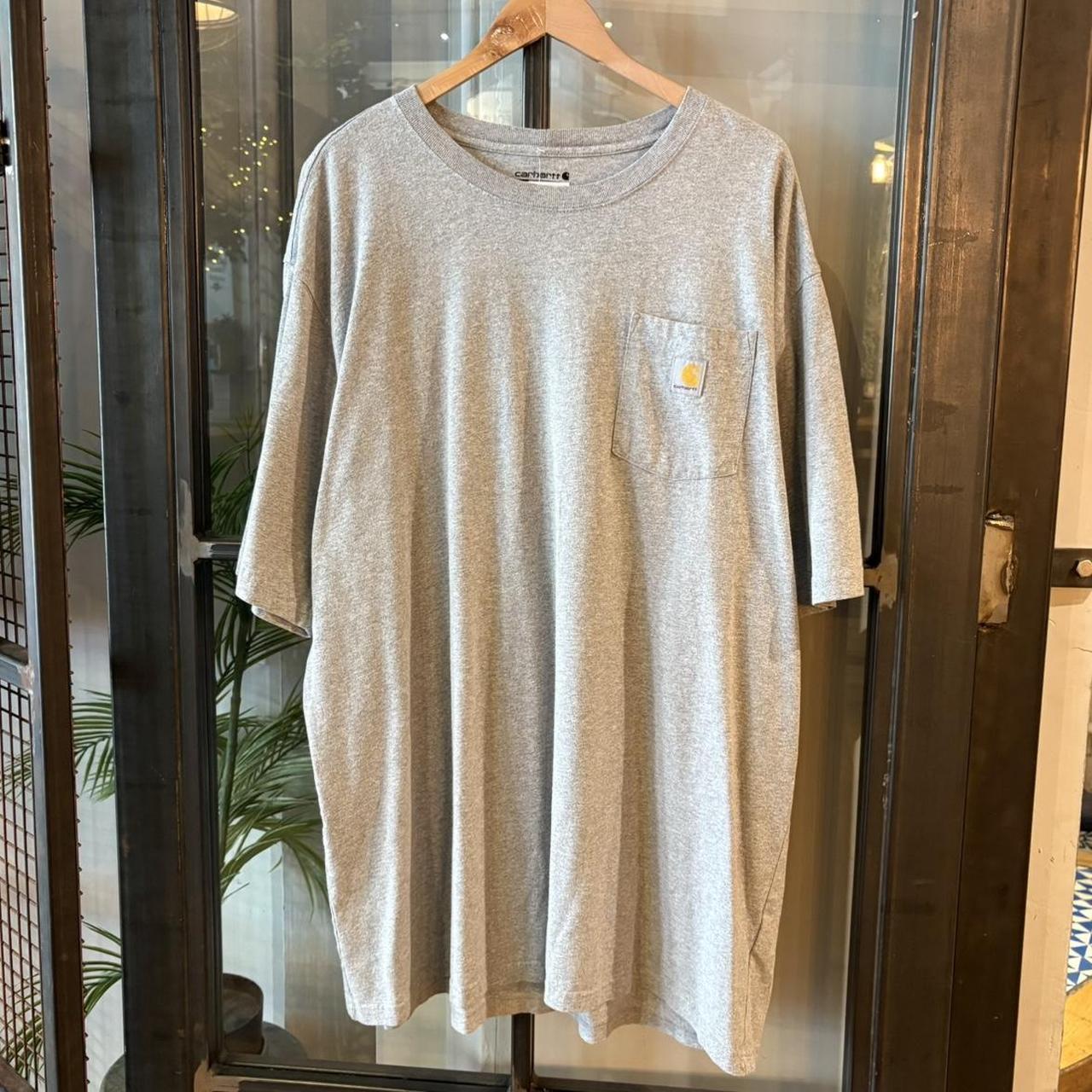 TEE497F - Vintage Retro Essential Grey Carhartt Pocket Top Tee T-shirt with embroidered patch logo #skater #workwear  #carhartt #y2k #pockettee