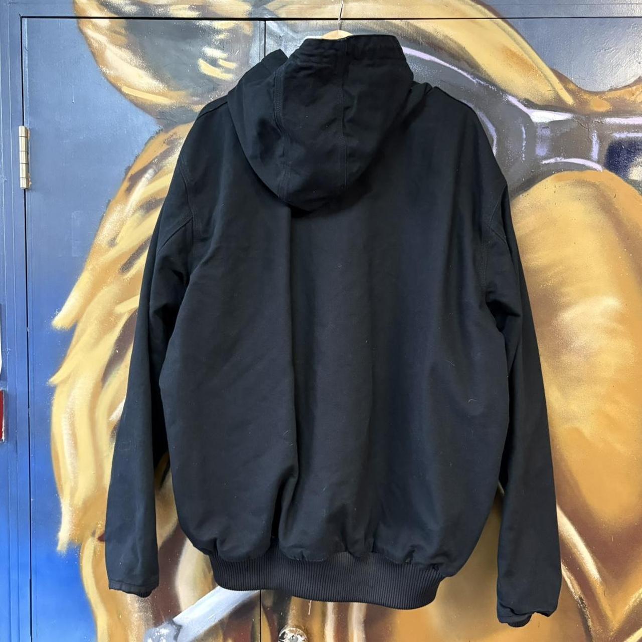 BR0801AS-P - Vintage Retro Essential Black Carhartt Full Zip Hooded Workwear Canvas lined Active Jacket #workwear #utility #carhartt #activejacket #streetwear