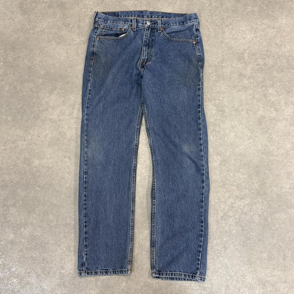 Vintage Blue Wash Levi’s 505 Jeans Mens 35” Mid-Rise Waist Straight Leg Denim Trousers Skate Western Vintage Y2K 90s