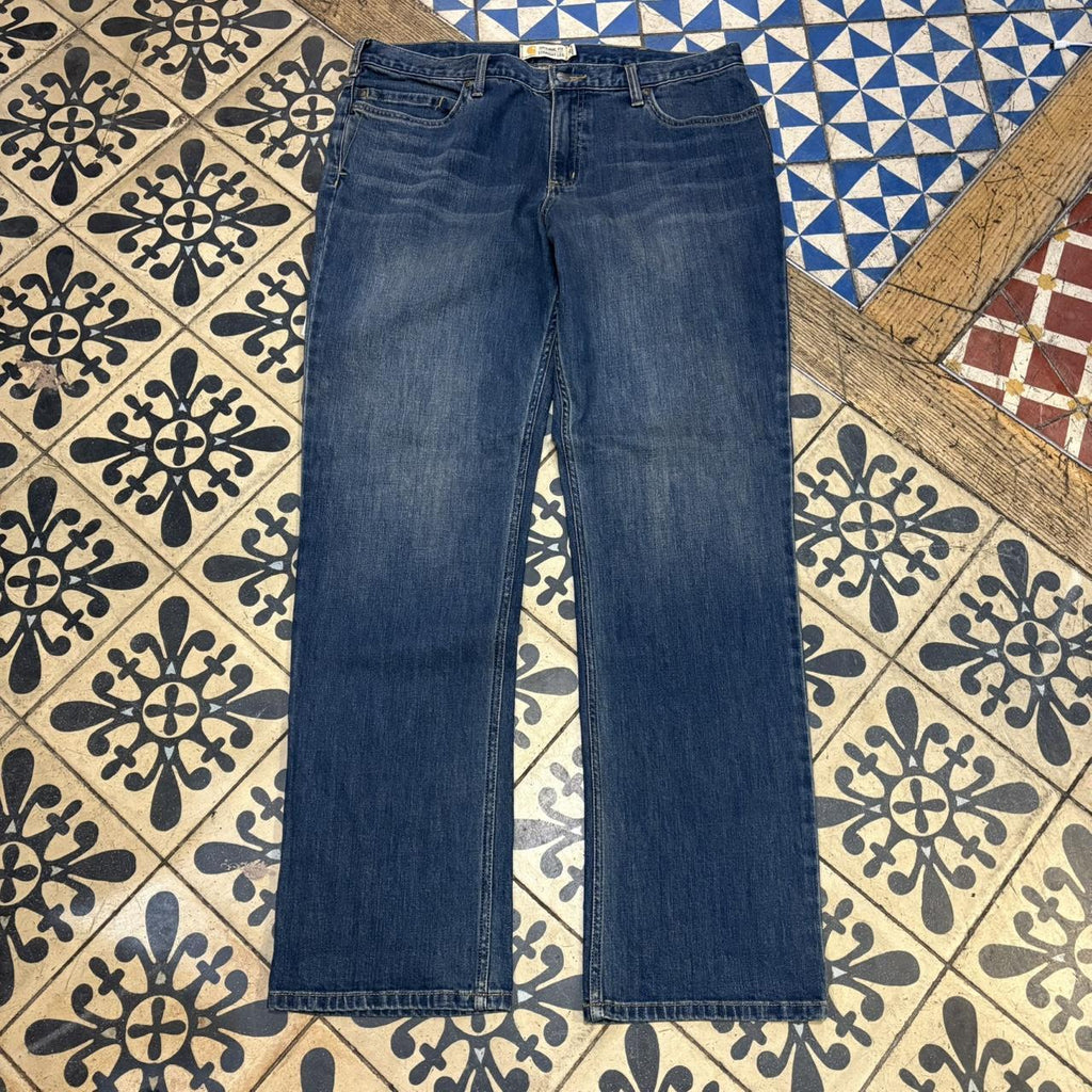 CP4703D-F - Vintage retro essential Carhartt Straight Leg Blue Wash Denim Jeans Trousers pants #denim #carhartt #straightleg #jeans #skater